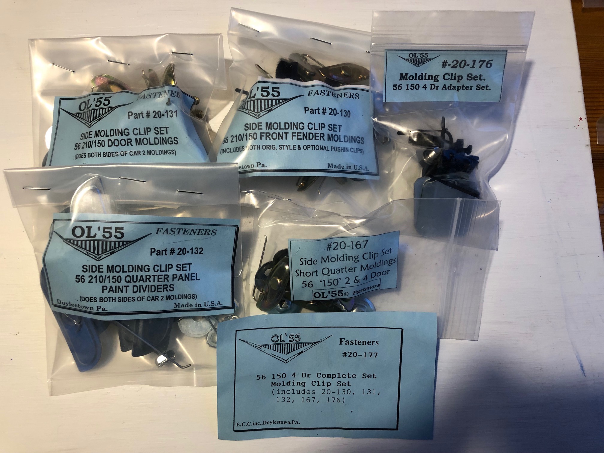 Complete Molding Clip Set 56 chevy classic