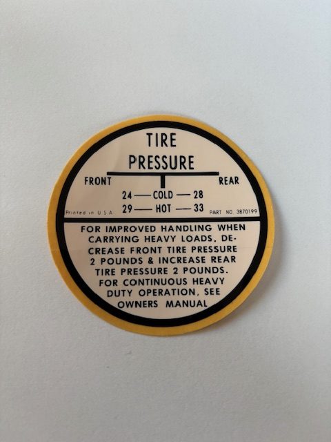 Tire Inflation Decal